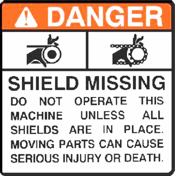Decal, Danger Shield Missing