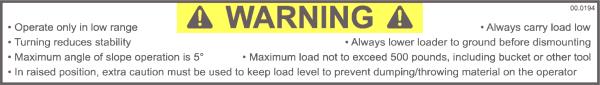Decal, Warning Loader Rollbar