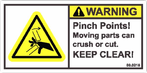Decal, Warning Pinch Point