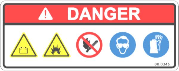 Decal, Danger Battery