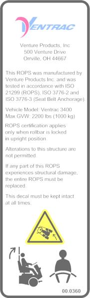 Decal, ROPS Certification