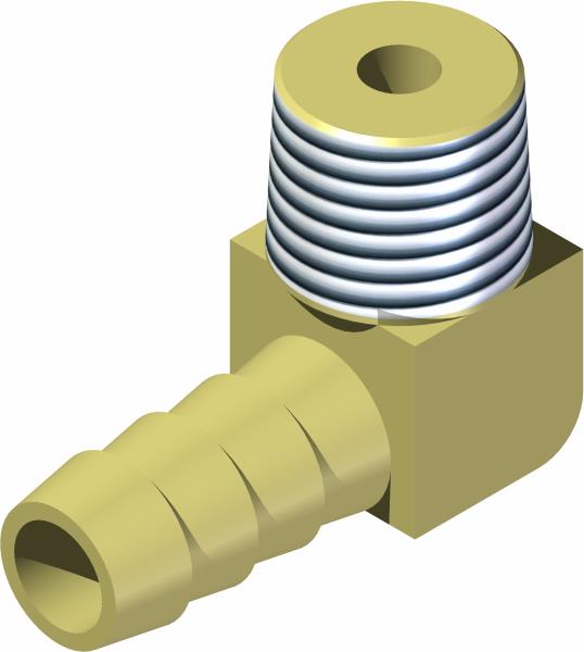 Fitting, 3/8 Barb x 1/4 MP 90